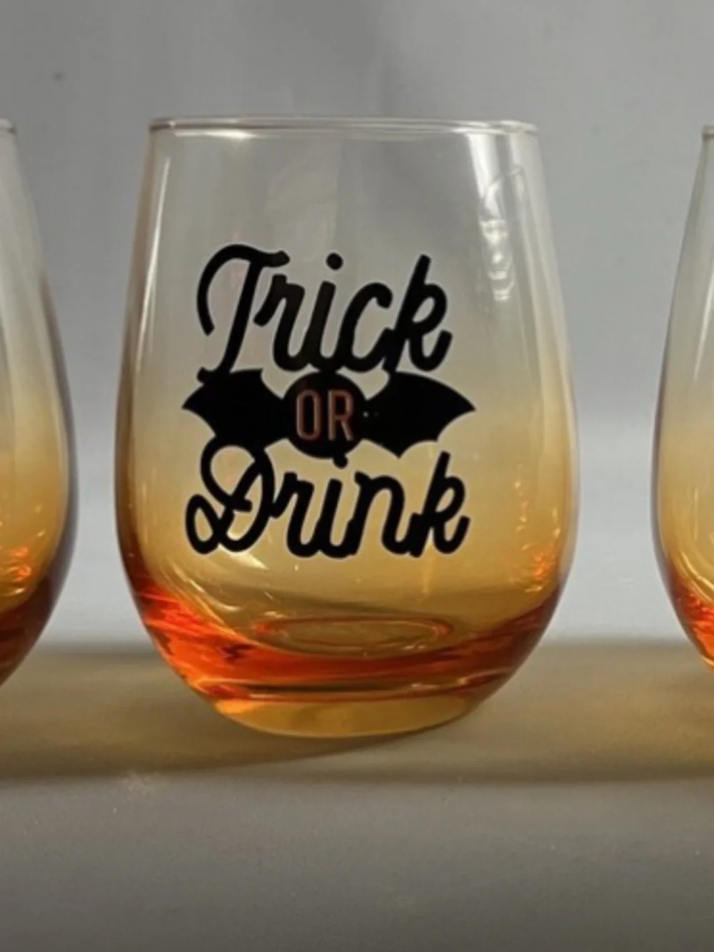 Halloween Trick or Treat Drink Humor Wine Glass Stemless